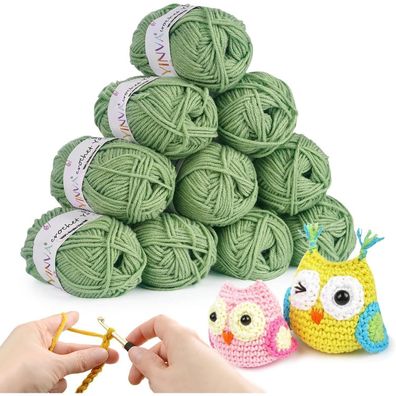 YINVA Häkelgarn Set, 10 x 25g Knäuel, 100% Acryl Wolle zum Häkeln und Stricken