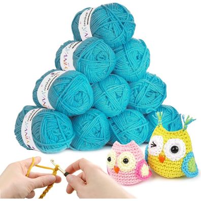 YINVA Häkelgarn Set, 10 Farben x 25g, 100% Acryl Wolle zum Häkeln und Stricken
