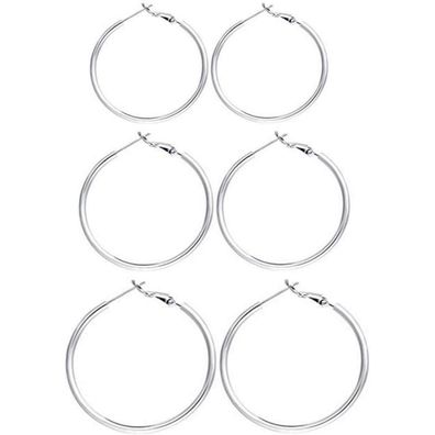 Huabola CALYN 925 Sterling Silber Creolen, Dünne Große Ohrringe für Damen