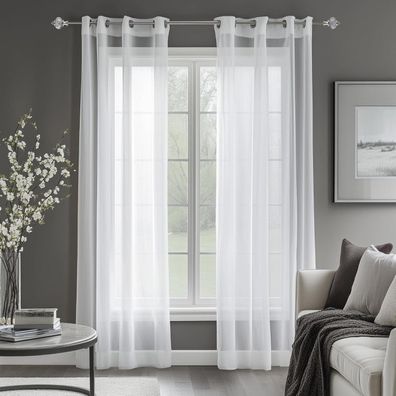 Deconovo Transparente Gardinen mit Ösen, Voile Vorhang für Wohnzimmer, 245x140