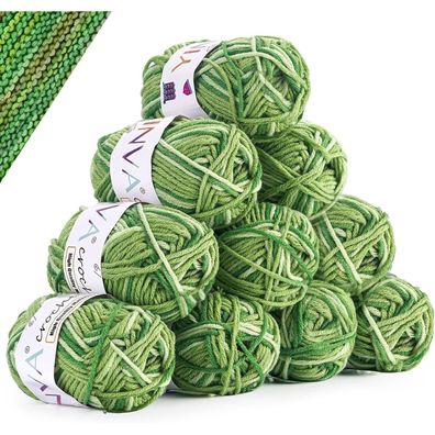 YINVA Wolle zum Häkeln und Stricken, 10x 25g Farbverlauf Häkelgarn