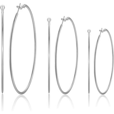 Huabola CALYN 925 Sterling Silber Creolen Ohrringe für Damen, Dünn, Groß