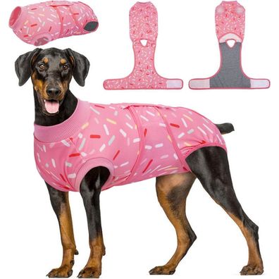 Kuoser Hundebody nach OP, atmungsaktiv, Rosa Bänder, XL (Rücken 51-63cm, Brust