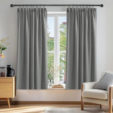 Deconovo Blickdichte Thermogardinen, 2er Set, Hellgrau, 138x132cm (HxW)