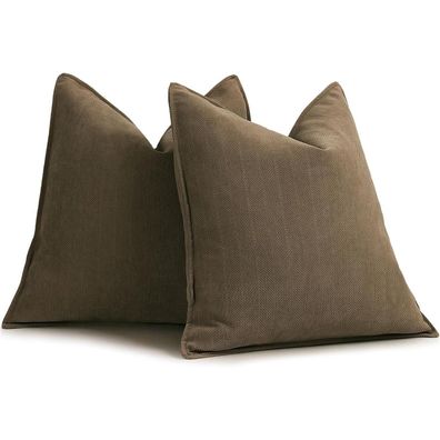 ZWJD 2er Set Chenille Kissenbezüge 40x40 cm Braun - Weiche und luxuriöse Deko