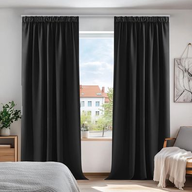 Deconovo Thermogardine Kälteschutz Verdunkelungsvorhang mit Kräuselband, 2er