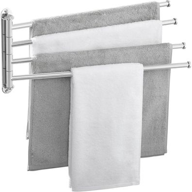 KES Handtuchhalter Schwenkbar 4-armig Edelstahl 18/8, 50cm Lang, Wandmontage