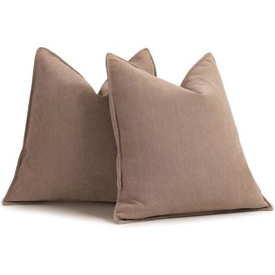 ZWJD Khaki Chenille Kissenbezüge 60x60 cm, 2er Set - Weich und luxuriös für