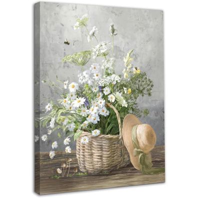 Dazzlewall Gerahmte Gänseblümchen Blumenwandkunst, Rustikaler Botanik