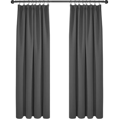 Deconovo Blickdichte Gardinen mit Kräuselband für Wohnzimmer, 138x117cm (Hx B)