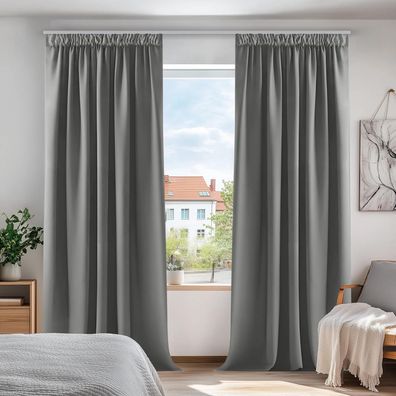 Deconovo Thermovorhänge Blickdicht Verdunkelungsvorhänge mit Kräuselband, 2er