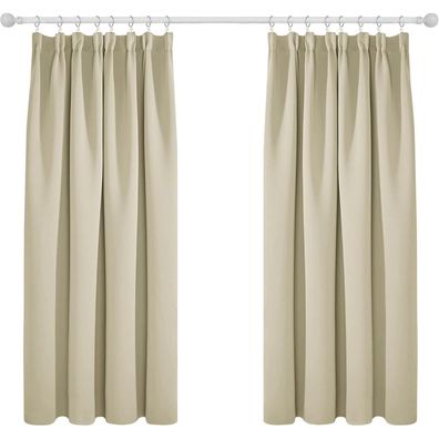 Deconovo Verdunkelungsvorhang Kräuselband, blickdicht, 138x168cm (HxB), Beige