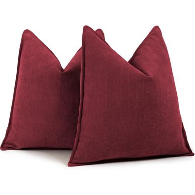 ZWJD 2er Set Chenille Kissenbezüge 45x45 cm, Burgunder - Weich & Luxuriös