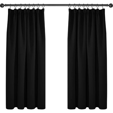 Deconovo Verdunkelungsgardinen mit Kräuselband, 2er Set, 138x117cm (HxB)