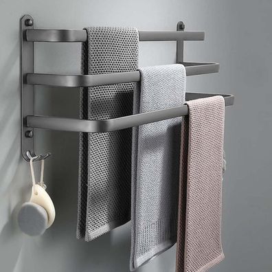 Ruhetfam 60CM Handtuchhalter Grau ohne Bohren, Wandmontage für Bad und Küche