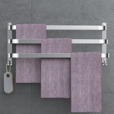 Ruhetfam 60CM Handtuchhalter Silber ohne Bohren für Bad und Küche, Wandmontage
