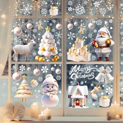 Yuloong Weihnachtsfenster Statische Aufkleber - Abnehmbare Vinyl-Deko für