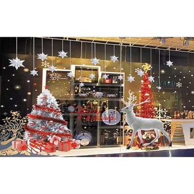 Yuloong Weihnachtsfenster Statische Aufkleber, abnehmbare Vinyl-Aufkleber für