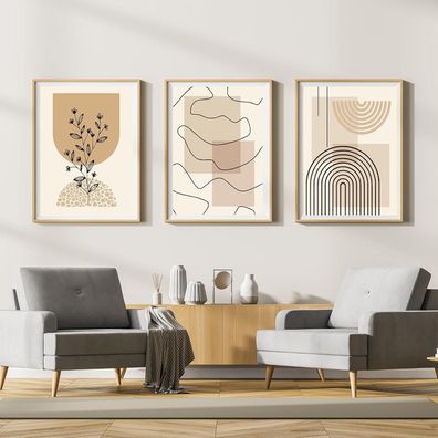 LYBOHO Leinwand Bilder Set Geometrie 3, 3teilig 50x70cm, Moderne Abstrakt