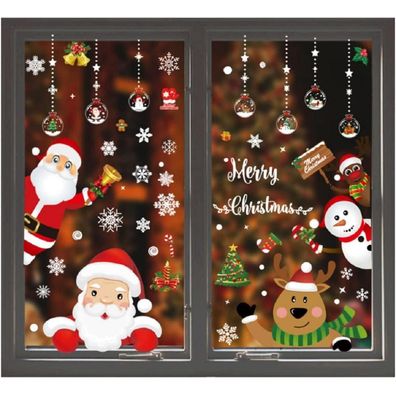 Yuloong Weihnachtsfenster Statische Aufkleber - Abnehmbare Vinyl-Deko für