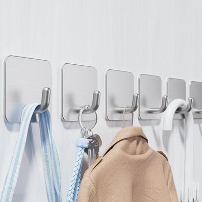Aikzik Handtuchhaken ohne Bohren, 6 Stück Klebehaken aus Edelstahl