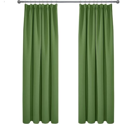 Deconovo Blickdichte Thermogardinen 245x140cm Apfelgrün, 2er Set - Schallschutz