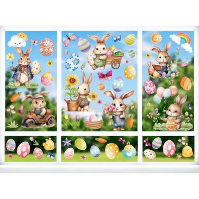 Paivsun Fenstersticker Ostern Deko, Selbstklebend Frühling Osterdeko Aufkleber