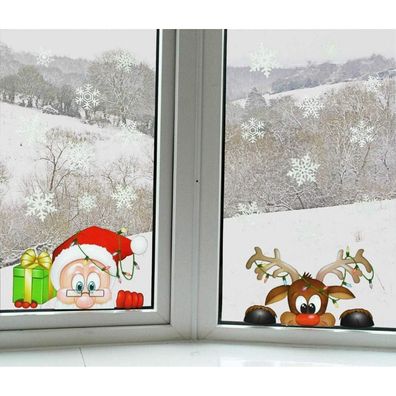 Yuloong Weihnachtsfenster Statische Aufkleber, abnehmbar, für DIY Wand