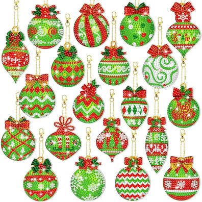 EFNHJF5 20x Diamond Painting Weihnachtsanhänger, Weihnachtskugeln