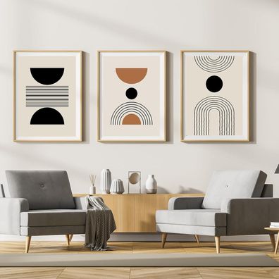 LYBOHO Leinwand Bilder Set Geometrie 1, Moderne Abstrakt Kunstposter Wandbilder