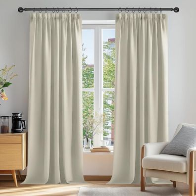 Deconovo Verdunkelungsvorhänge 2er Set, 229x229cm (HxB), Hellbeige