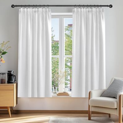 Deconovo Verdunkelungsgardinen 2er Set, 138x132 cm, Silber Grau, Blickdicht