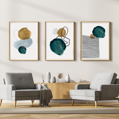 LYBOHO Leinwand Bilder Set Geometrie 4, Moderne Abstrakt Kunstposter Wandbilder