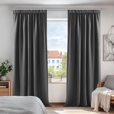 Deconovo Verdunkelungsvorhänge mit Kräuselband, Thermovorhang Kälteschutz