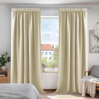 Deconovo Blickdichte Verdunkelungsvorhänge mit Kräuselband, 2er Set, 220x140cm