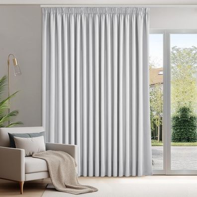 Deconovo Verdunkelungsvorhang mit Kräuselband, 220x300 cm, Silber Grau, 1 Stück
