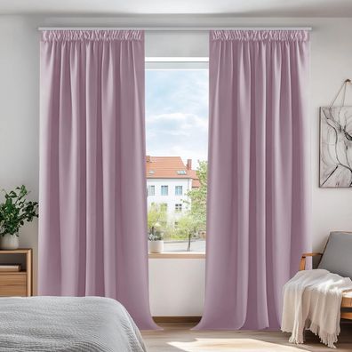 Deconovo Verdunkelungsvorhang Hellpink, 2er Set, 229x168cm (HxB), Blickdicht