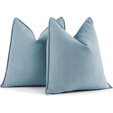 ZWJD Hellblau Chenille Kissenbezug 45x45 cm, 2er Set, weich und luxuriös, für