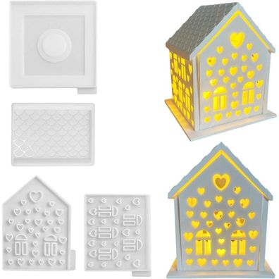 Nexoria 3D Silikonform Haus Gießform für Kerzenhalter, Gips, Seifen und