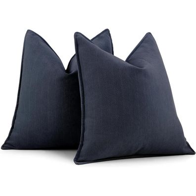 ZWJD Navy Chenille Kissenbezug 45x45 cm, 2er Set - Weich & Luxuriös für Sofa