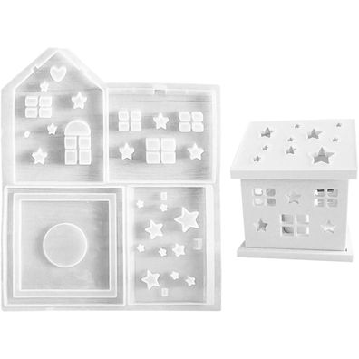 Nexoria 3D Silikonform Haus Gießform Kerzenhalter für Gips Handwerk Basteln (M)