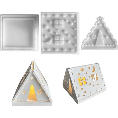 Nexoria Silikonform Haus, 3D Gießform für Kerzenhalter, Gips, Seifen und