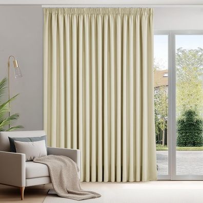Deconovo Blickdichte Thermogardine 175x300 cm Creme - Kälteschutz & Lärmschutz