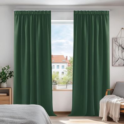 Deconovo Verdunkelungsvorhänge 2er Set, Thermovorhänge mit Kräuselband, 260x140
