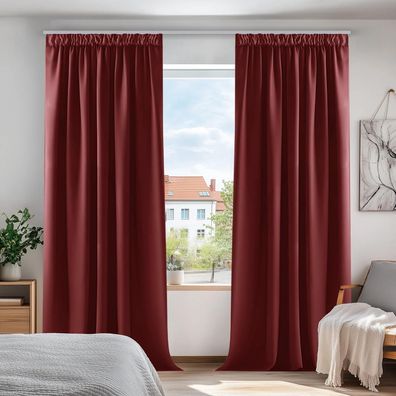 Deconovo Blickdicht Verdunkelungsvorhang mit Kräuselband, Kälteschutz, 260x140