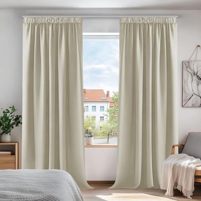 Deconovo Verdunkelungsvorhang Blickdicht mit Kräuselband, Thermogardine