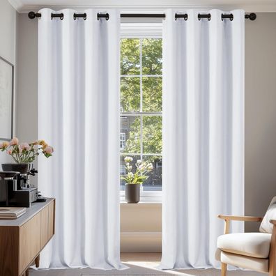 Deconovo Verdunklungsgardine 2er Set, 270x140 cm, Silber Grau, Sonnenschutz