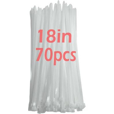70 Stück Kabelbinder Lang 450 mm x 9 mm Breit Weiß UV Beständig Groß 90kg