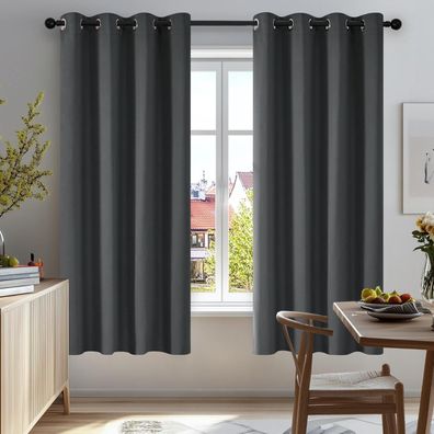 Deconovo Blickdichte Ösenvorhänge 138x132cm (2er Set) Thermo gegen Kälte
