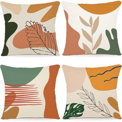 ZWJD 4er Set Kissenbezüge 50x50 cm, Outdoor Deko Kissenhüllen aus Leinen mit
